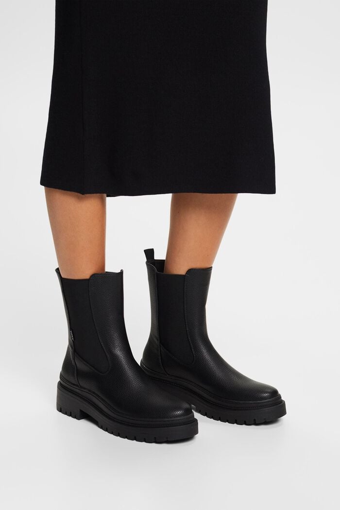 Grova boots i skinnimitation, BLACK, detail image number 1