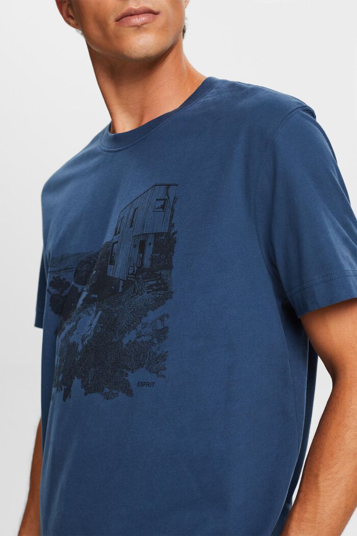 T-shirt med grafiskt tryck, BLUE, detail image number 1