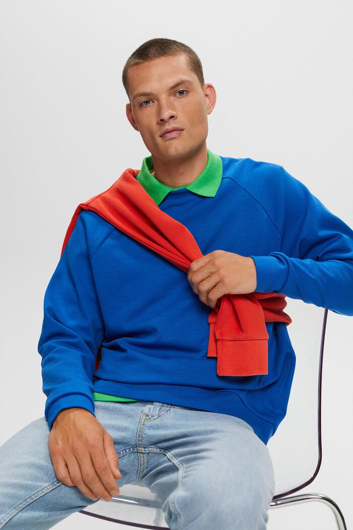 Klassisk sweatshirt, bomullsblandning, BRIGHT BLUE, detail image number 4