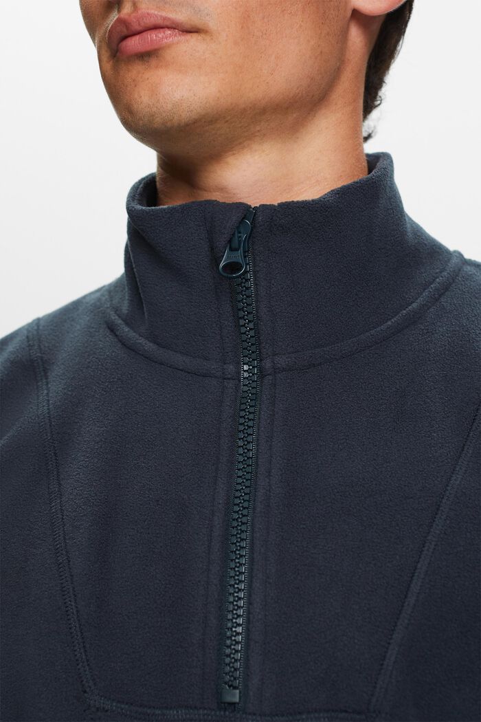 Sweatshirt i fleece med halv dragkedja, PETROL BLUE, detail image number 1