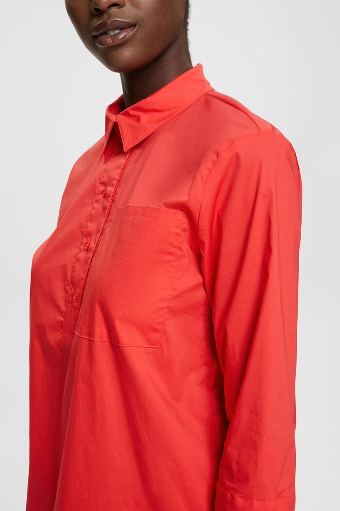 Skjortblus i poplin, RED, detail image number 3