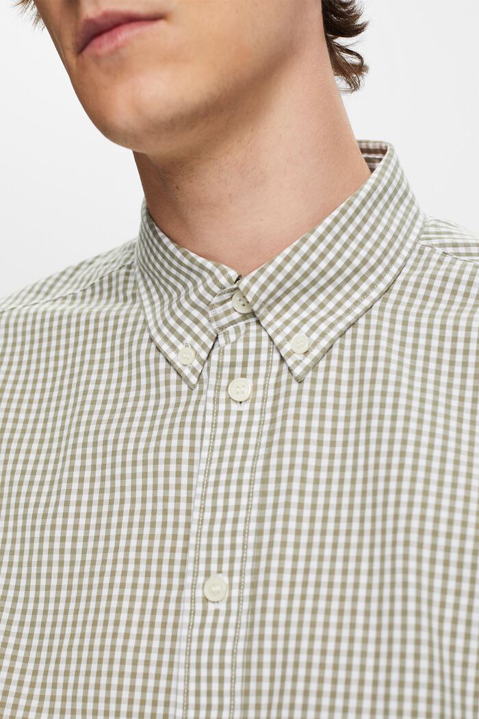 Vichy button down-skjorta, 100 % bomull, LIGHT KHAKI, detail image number 2