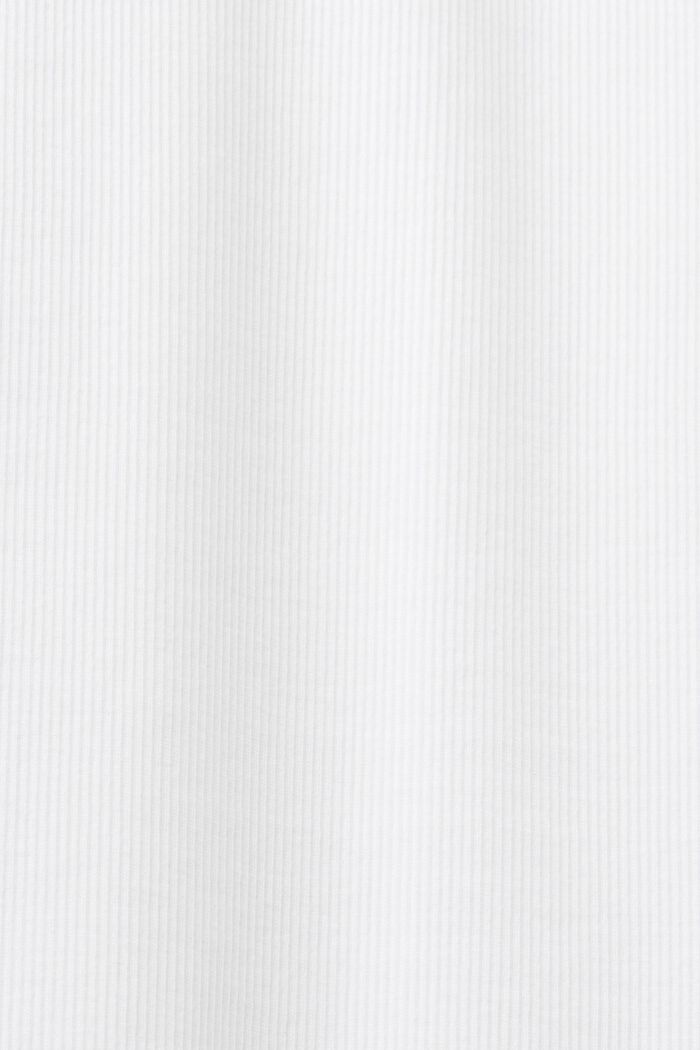 Midiklänning av ribbad jersey, stretchbomull, WHITE, detail image number 5