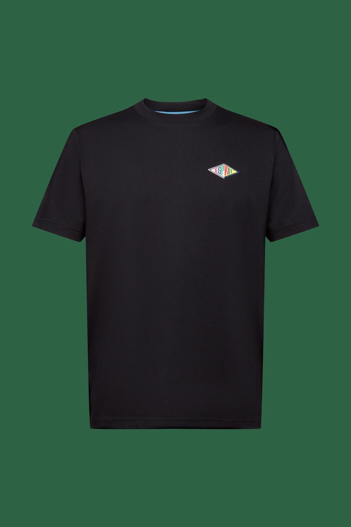 T-shirt i bomullsjersey med logo, BLACK, detail image number 6