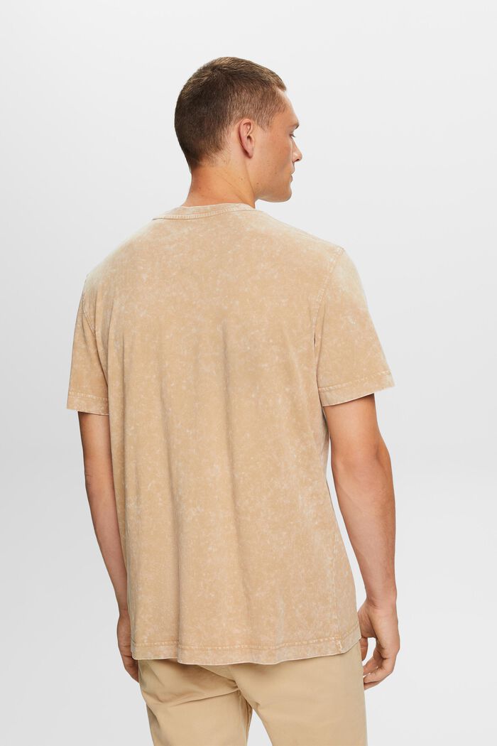 Stentvättad T-shirt, 100% bomull, BEIGE, detail image number 3