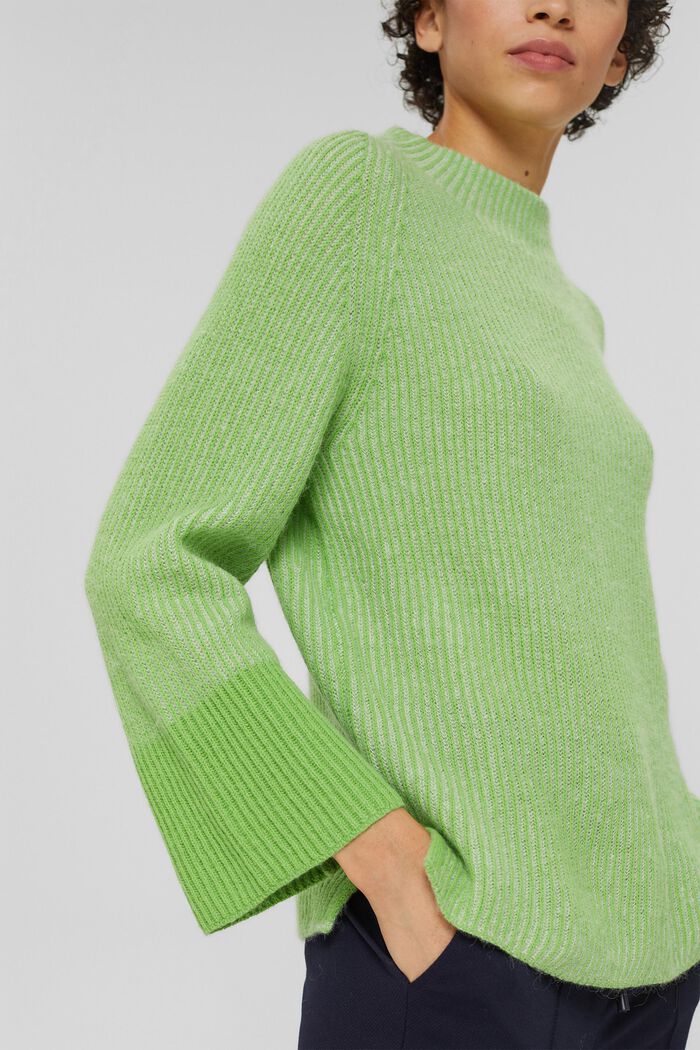 Ribbstickad tröja i ullmix med alpacka, GREEN, detail image number 2