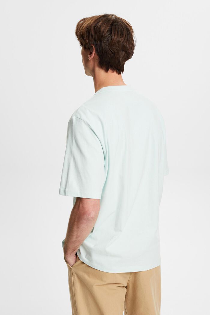 Bomulls-T-shirt med rund ringning, LIGHT AQUA GREEN, detail image number 3