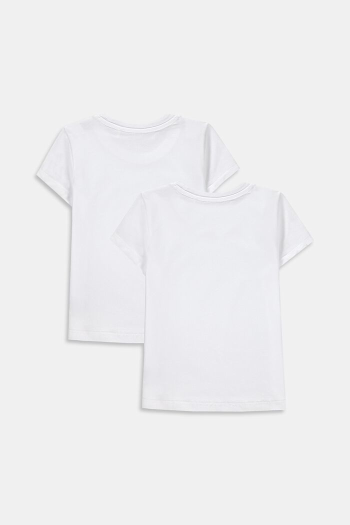 T-shirts i 2-pack av bomullsstretch, WHITE, detail image number 1