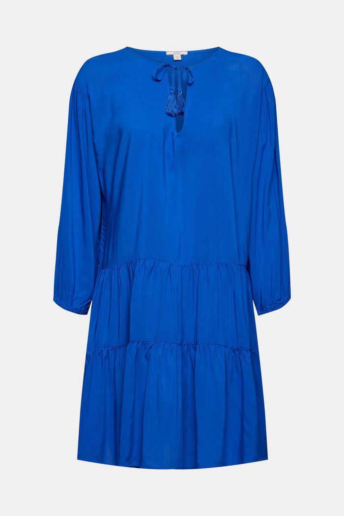 Klänning med tofsar, LENZING™ ECOVERO™, BRIGHT BLUE, detail image number 5