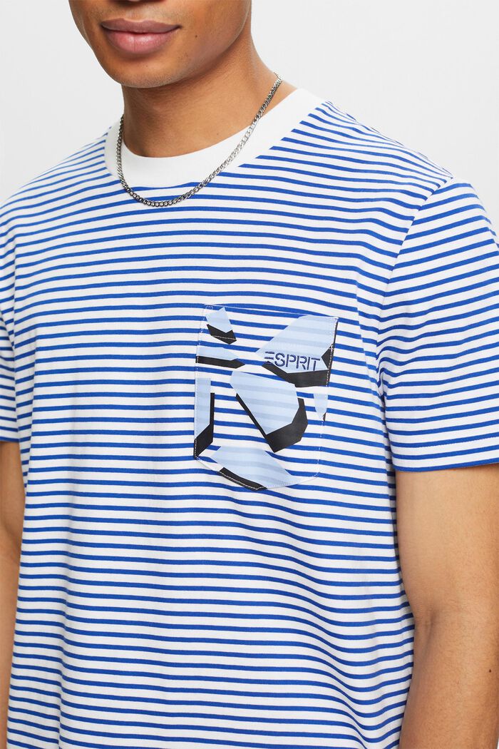 Randig T-shirt i bomullsjersey, BRIGHT BLUE, detail image number 3