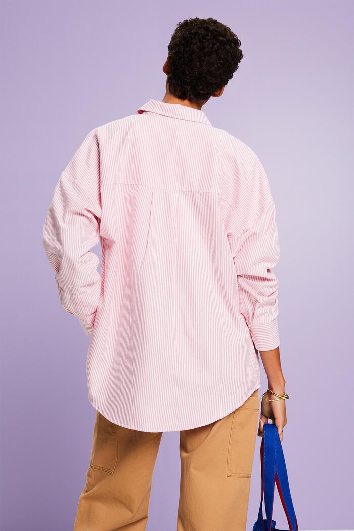 Oversized, randig bomullsskjorta, PINK, detail image number 2