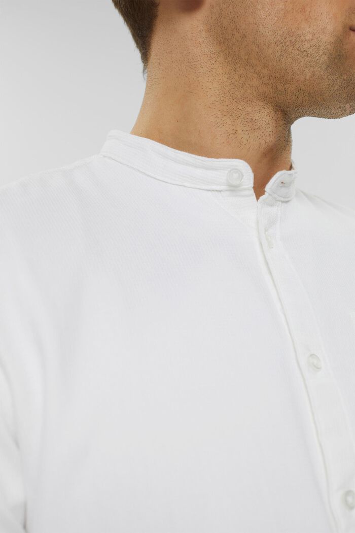 Bomullsskjorta med ståkrage, WHITE, detail image number 2