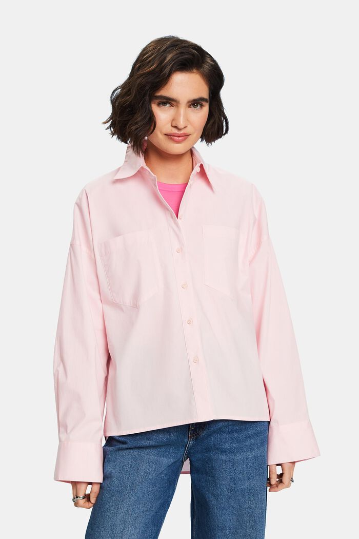 Helknäppt skjorta i bomullspoplin, PASTEL PINK, detail image number 0