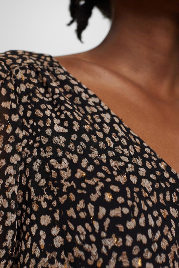 Chiffongklänning med mönster och glittereffekt, BLACK, detail image number 3