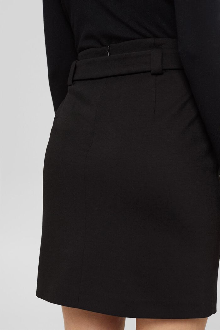 Minikjol med skärp i jersey, BLACK, detail image number 2
