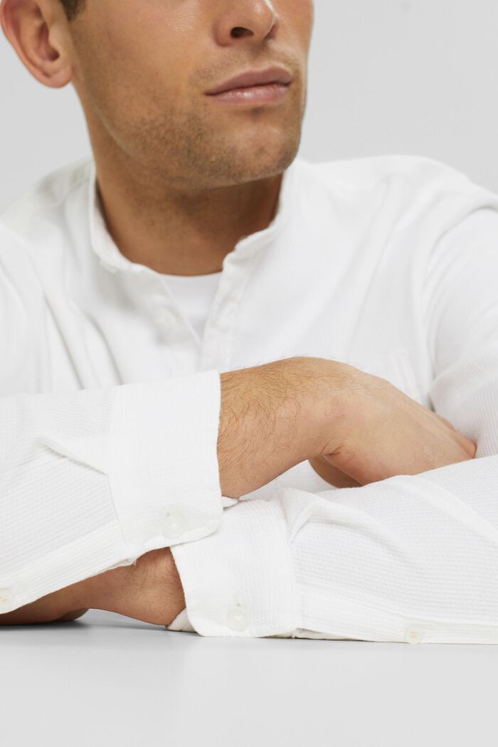 Bomullsskjorta med ståkrage, WHITE, detail image number 5