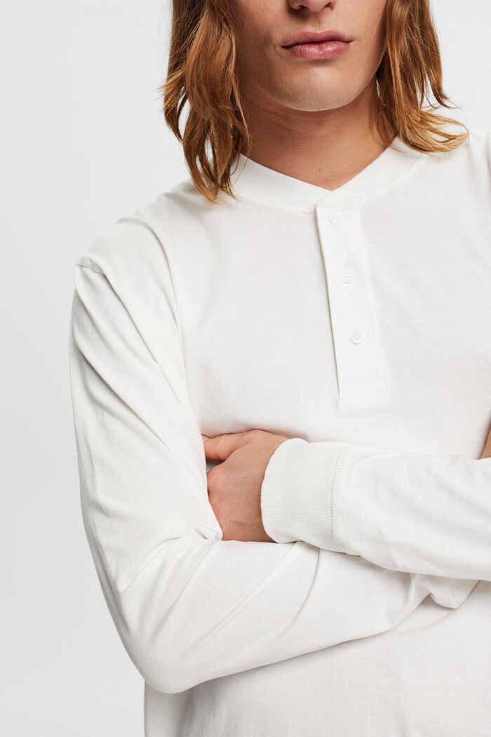 Långärmad tröja med knappar, OFF WHITE, detail image number 2