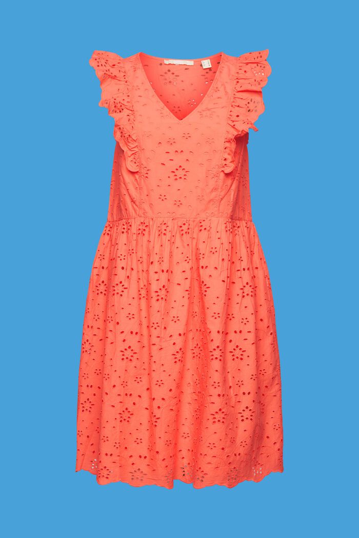 Spetsklänning i bomull, CORAL ORANGE, detail image number 6