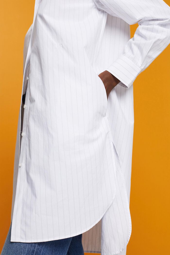 Kritstrecksrandig skjortklänning, 100% bomull, WHITE, detail image number 4