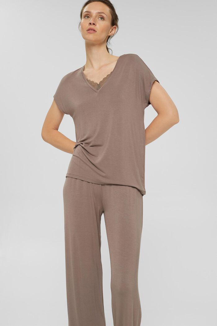Pyjamas i jersey av LENZING™ ECOVERO™, TAUPE, detail image number 1