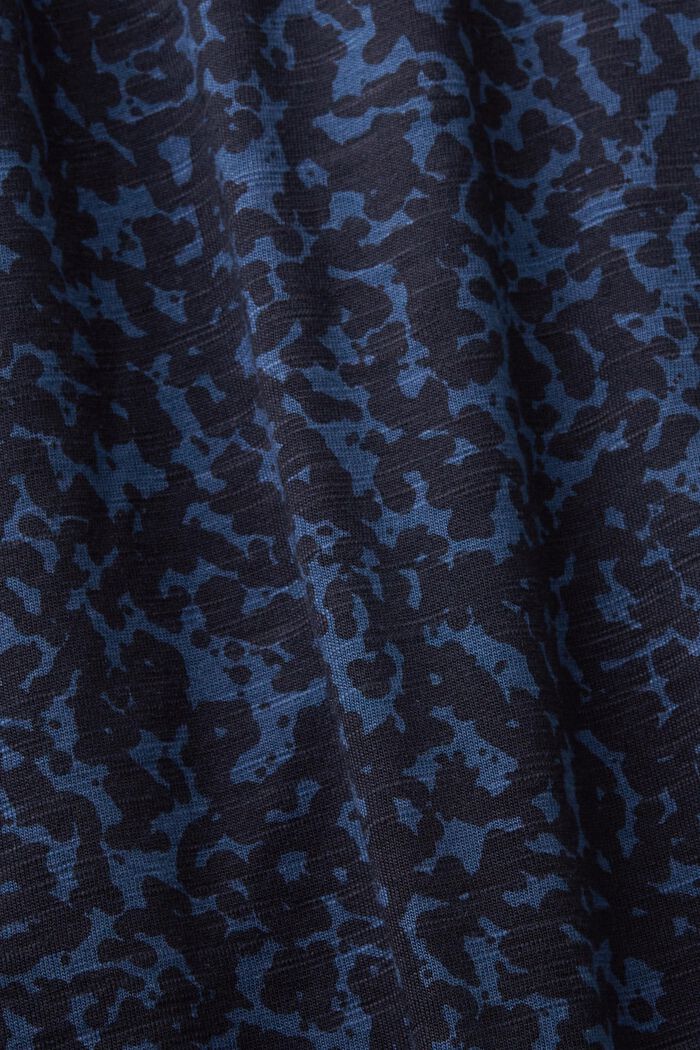 Mönstrad långärmad topp med knytdetalj, PETROL BLUE, detail image number 4