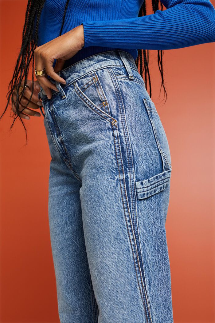 Jeans med raka ben och hög midja, BLUE LIGHT WASHED, detail image number 5