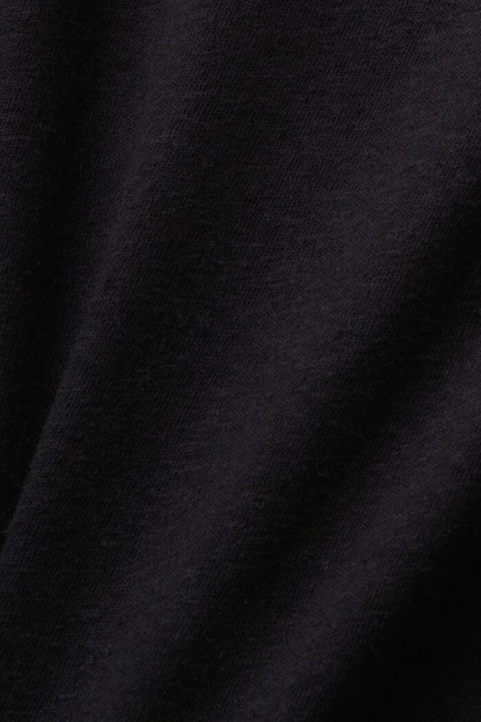 T-shirt i blandning av bomull och linne, BLACK, detail image number 5