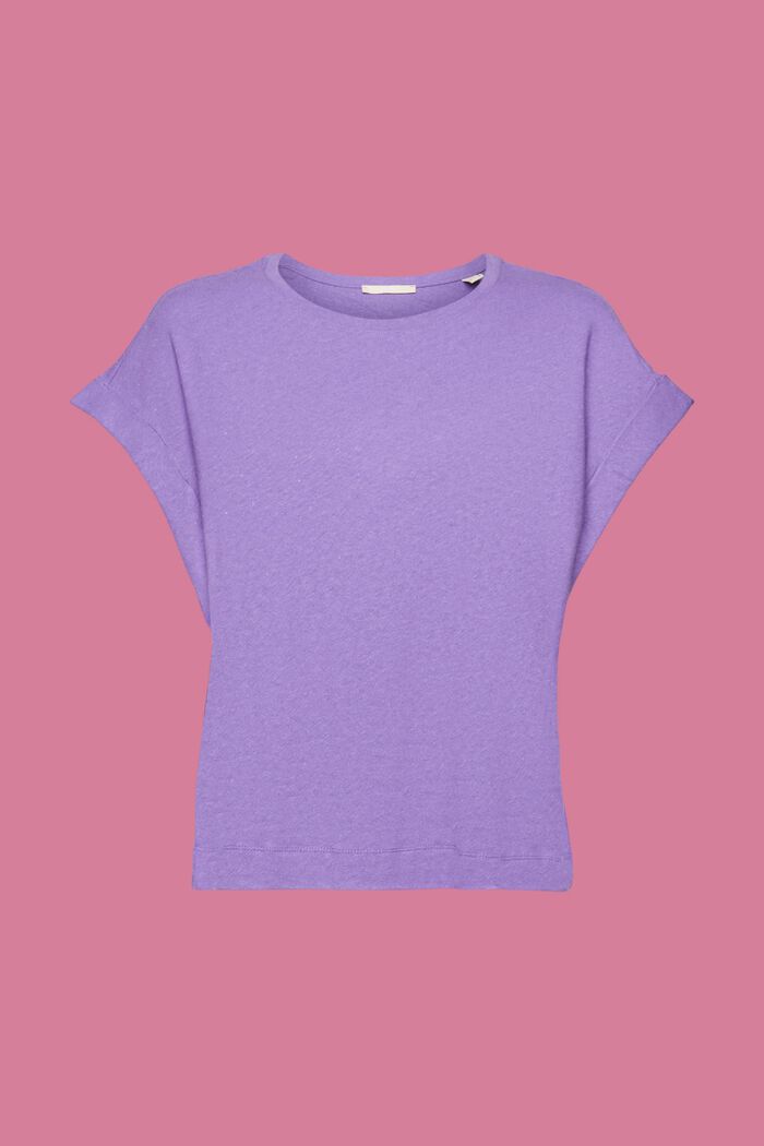 T-shirt i blandning av bomull och linne, PURPLE, detail image number 6