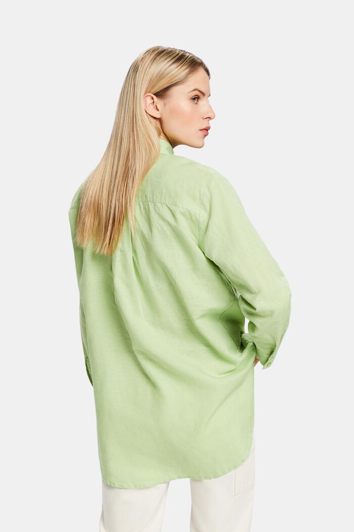 Skjorta i linne-bomullsmix, LIGHT GREEN, detail image number 2