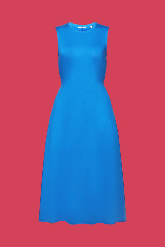 Midiklänning i jersey med fast midjeband, BRIGHT BLUE, detail image number 5