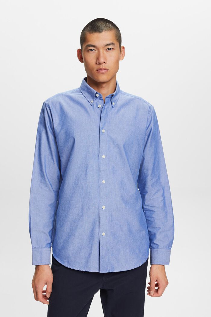 Button down-skjorta i bomullspoplin, BRIGHT BLUE, detail image number 0