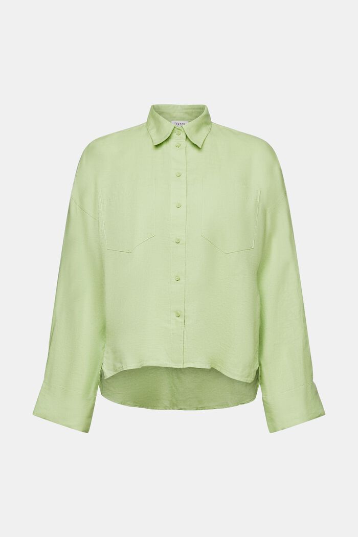 Skjortblus i bomull-linne, LIGHT GREEN, detail image number 7