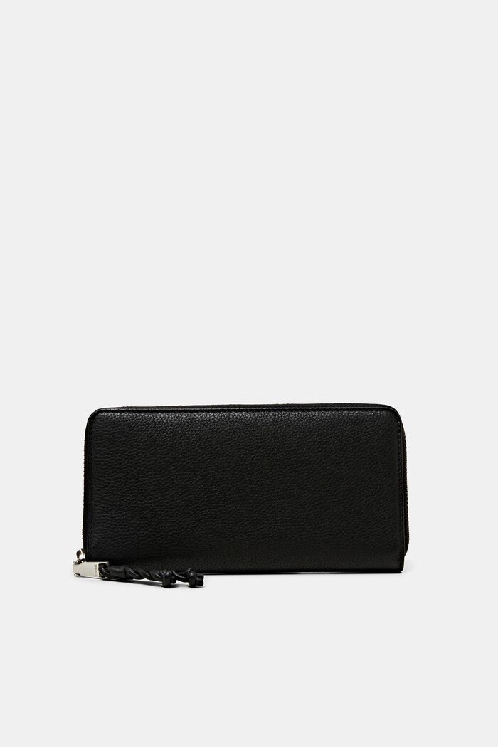 Stor plånbok i skinn med dragkedja runtom, BLACK, detail image number 0