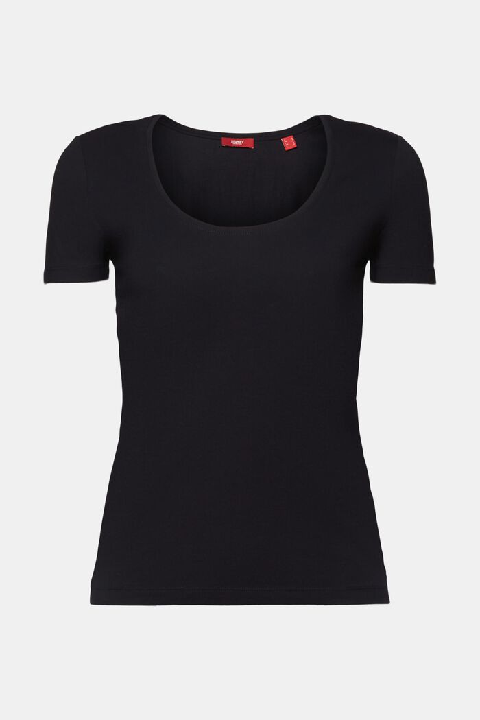T-shirt med smal passform och U-ringning, BLACK, detail image number 6