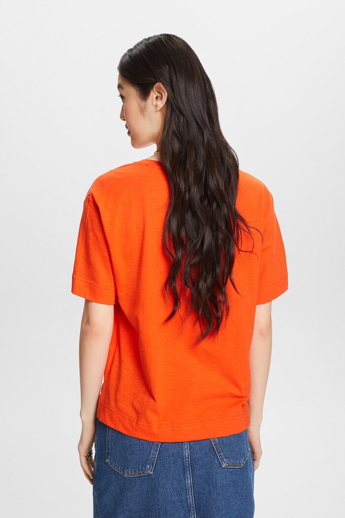 V-ringad T-shirt med slubstruktur, BRIGHT ORANGE, detail image number 2