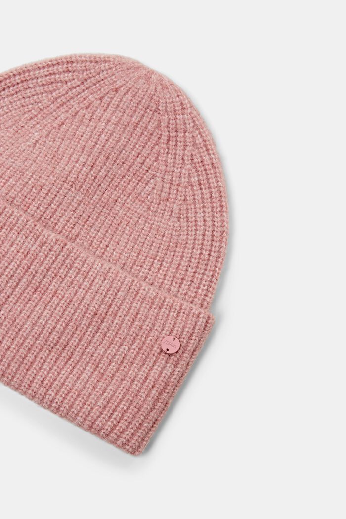 Ribbstickad beanie, OLD PINK, detail image number 1