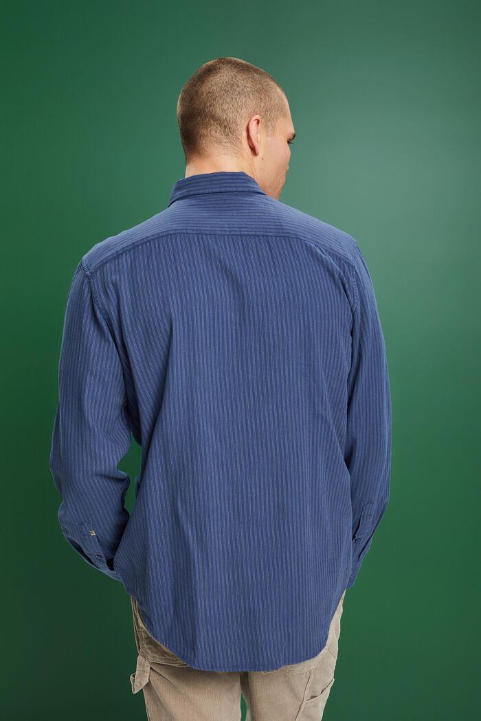 Kritstrecksrandig skjorta i bomullsflanell, GREY BLUE, detail image number 3