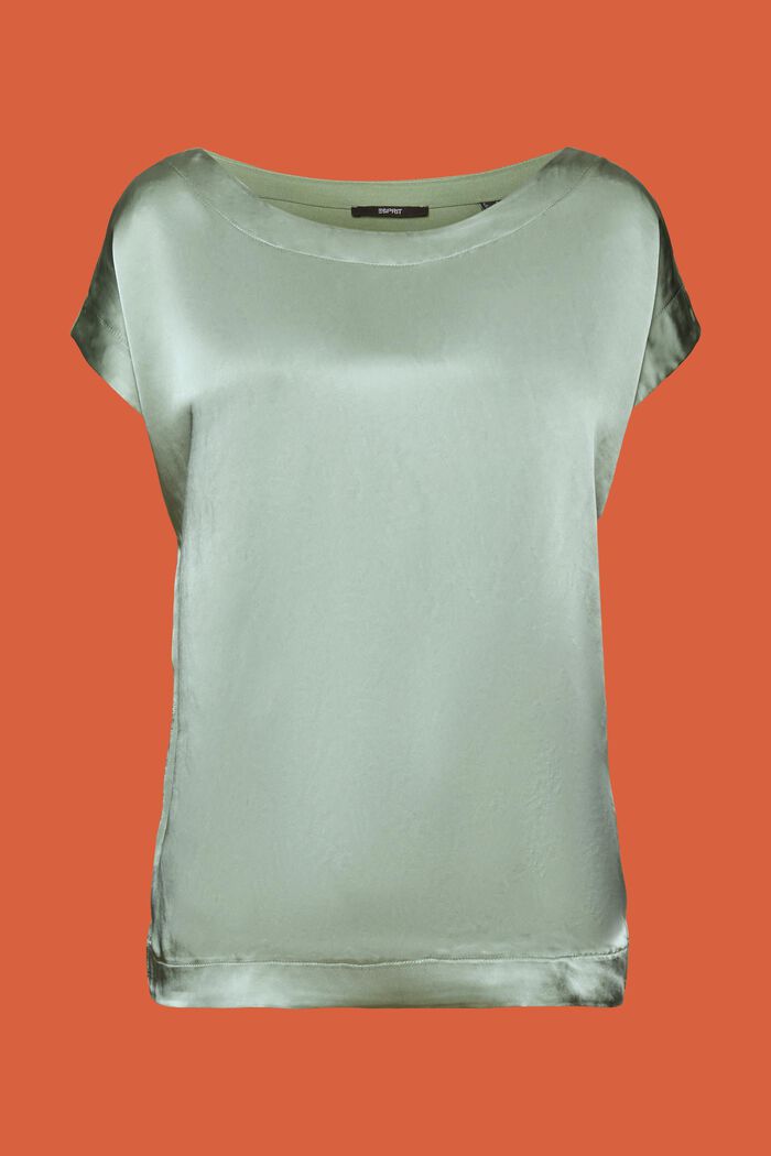 T-shirt i materialmix, LENZING™ ECOVERO™, PALE KHAKI, detail image number 6