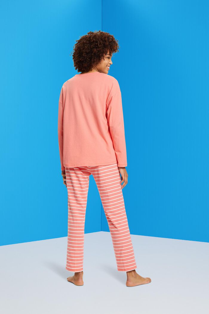 Jerseypyjamas med lång ärm, CORAL, detail image number 2