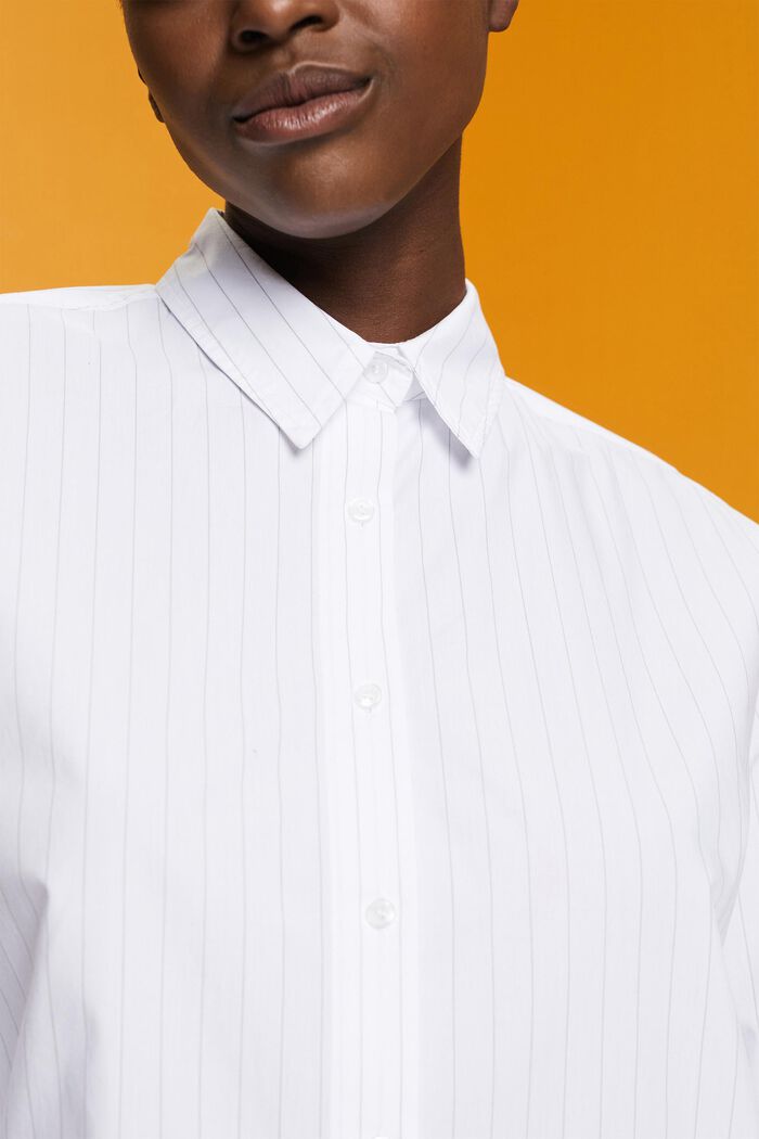 Kritstrecksrandig skjortklänning, 100% bomull, WHITE, detail image number 2