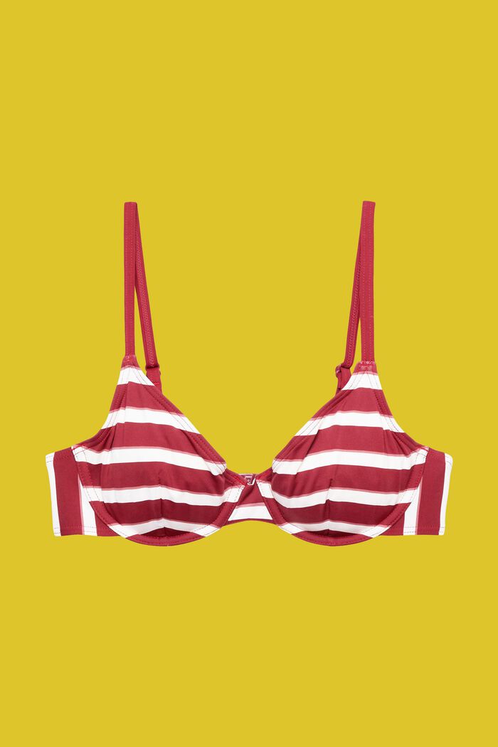 Randig bikiniöverdel med bygel, DARK RED, detail image number 4