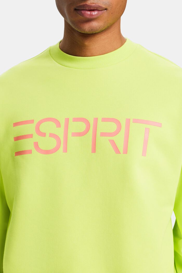 Sweatshirt i bomullsfleece med logo, unisexmodell, BRIGHT YELLOW, detail image number 3