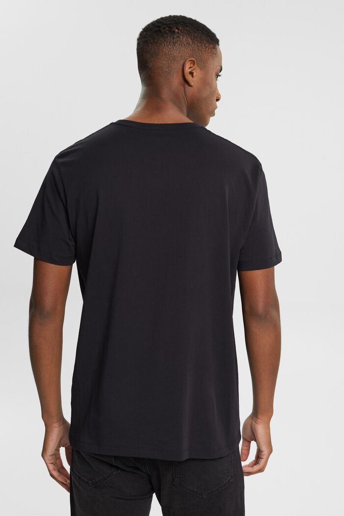 T-shirt med tryck på bröstet, BLACK, detail image number 3