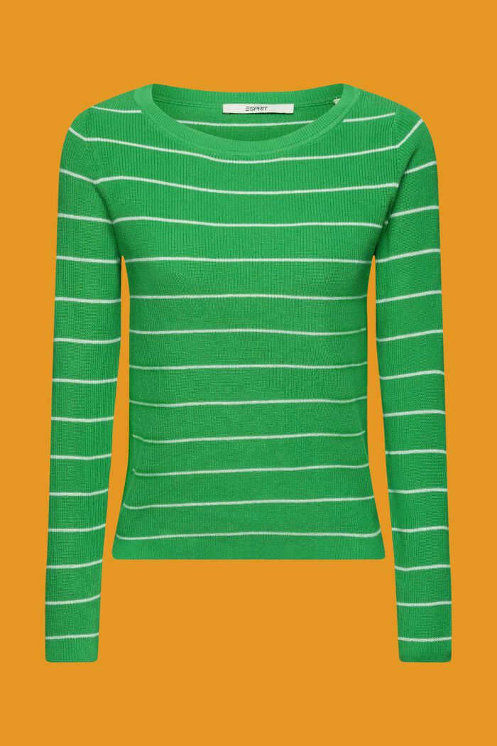 Randig tröja i stickad bomull, GREEN, detail image number 5
