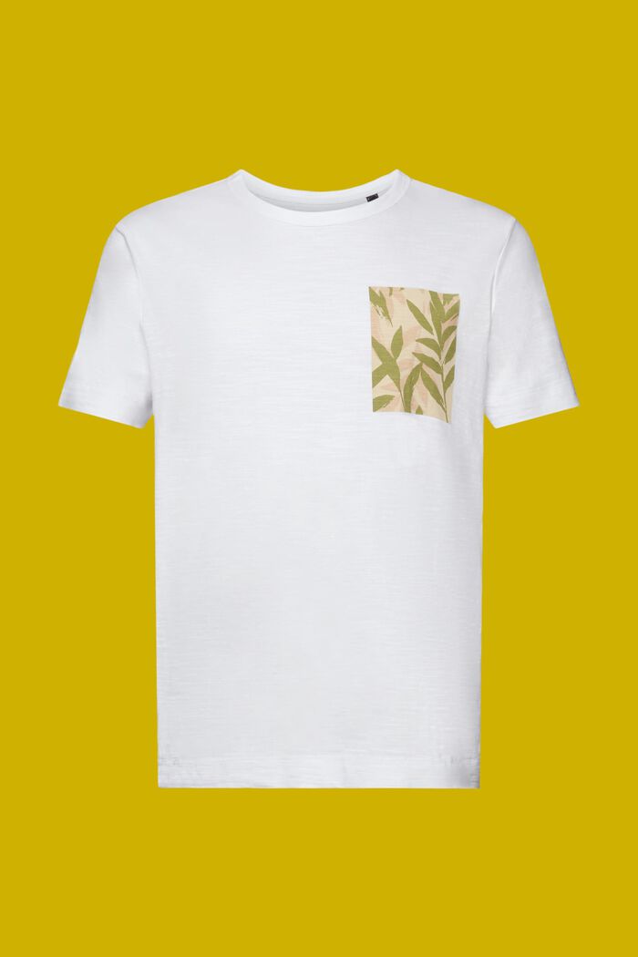 T-shirt i jersey med tryck på bröstet, 100 % bomull, WHITE, detail image number 6