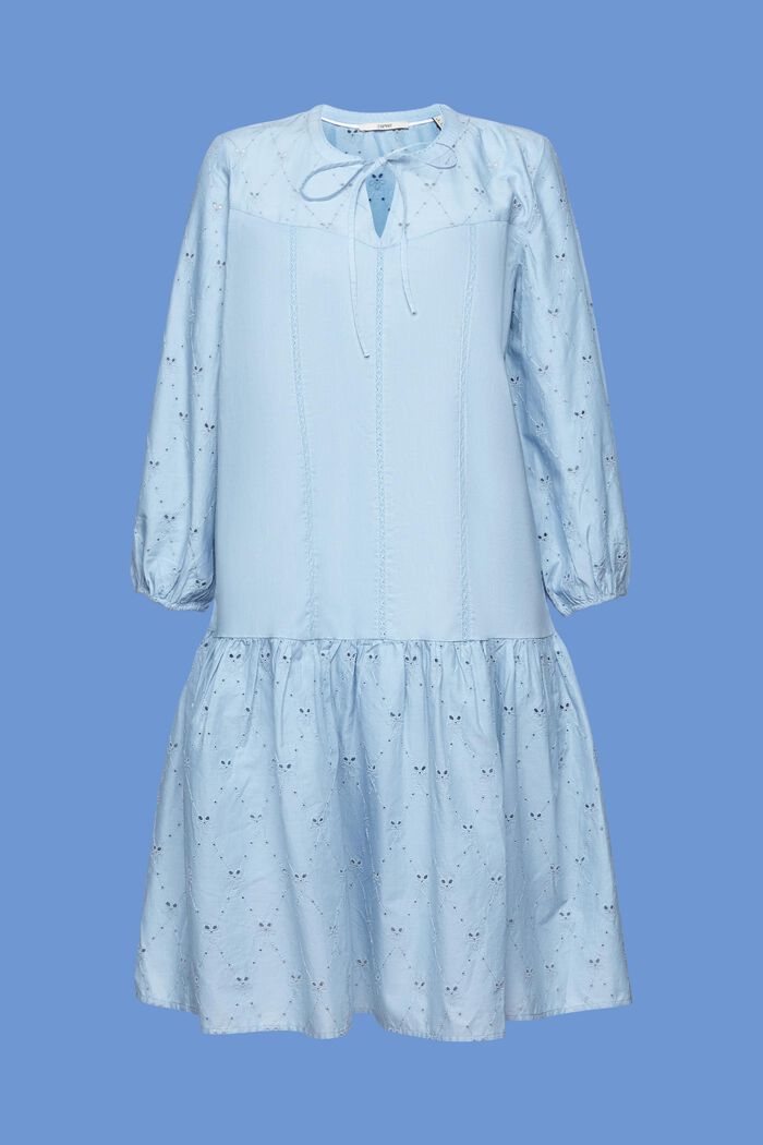 Broderad klänning, 100% bomull, LIGHT BLUE LAVENDER, detail image number 5