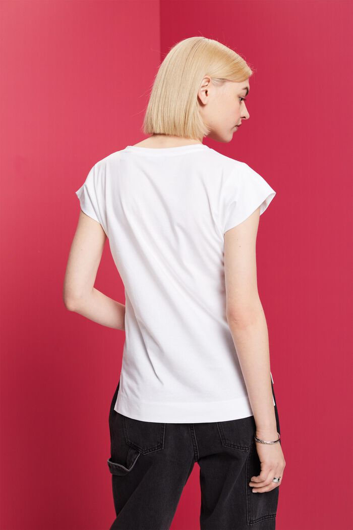 T-shirt med tryck ton-i-ton, 100 % bomull, WHITE, detail image number 3