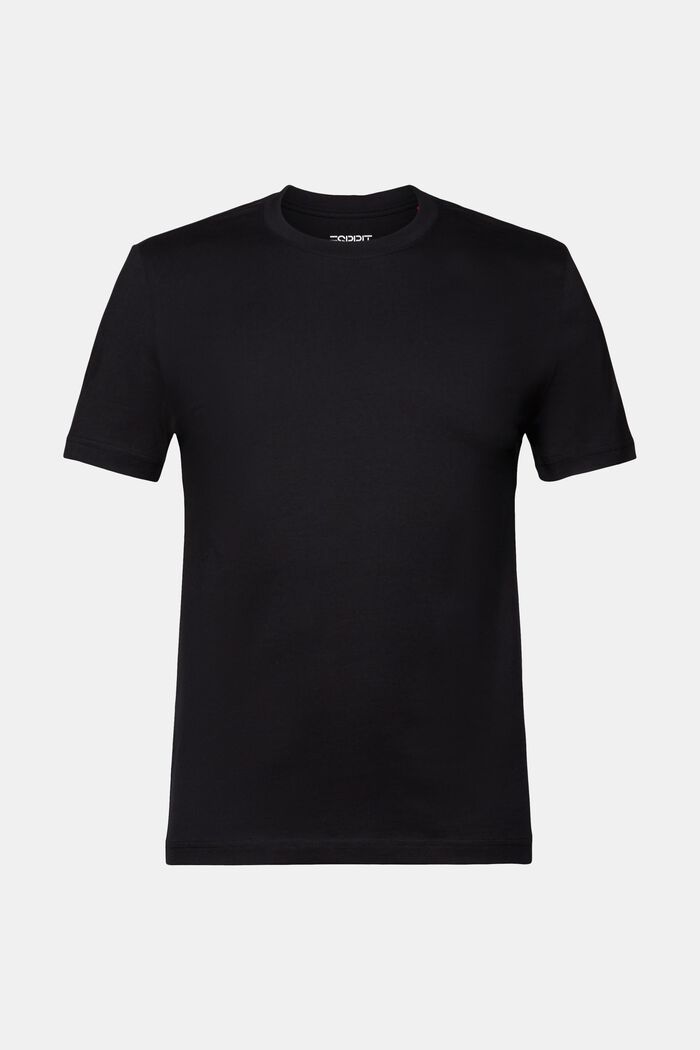 T-shirt i pimabomull-jersey med rund ringning, BLACK, detail image number 6