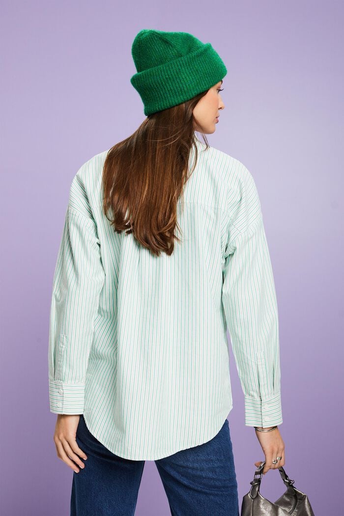 Oversized, randig bomullsskjorta, GREEN, detail image number 2