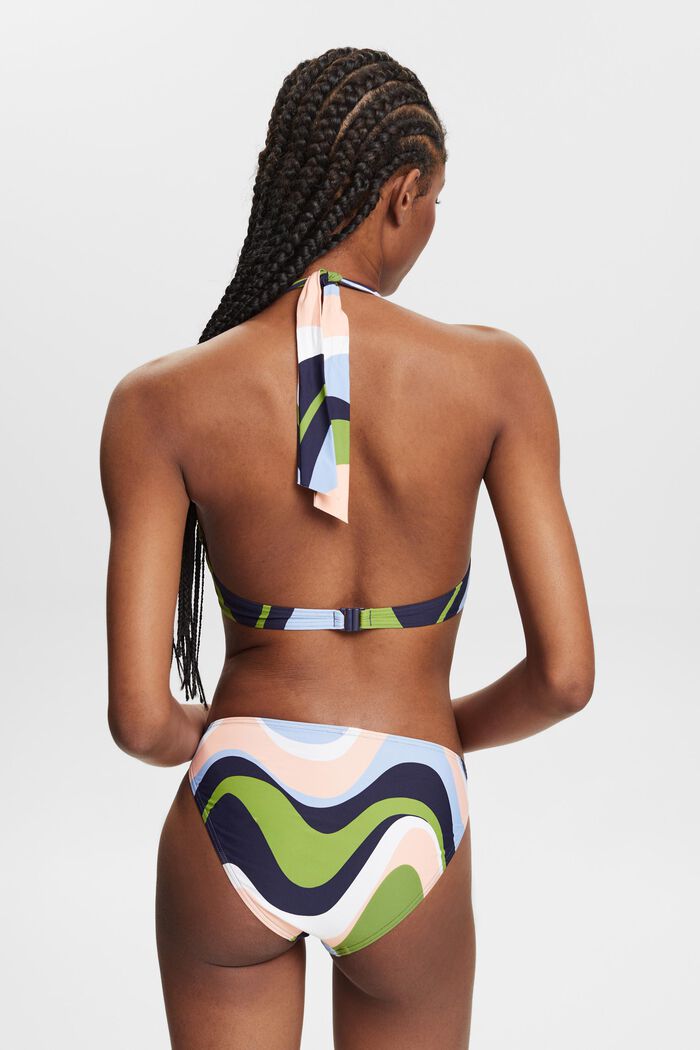 Mönstrad bikiniöverdel med halterneck, NAVY COLORWAY, detail image number 3